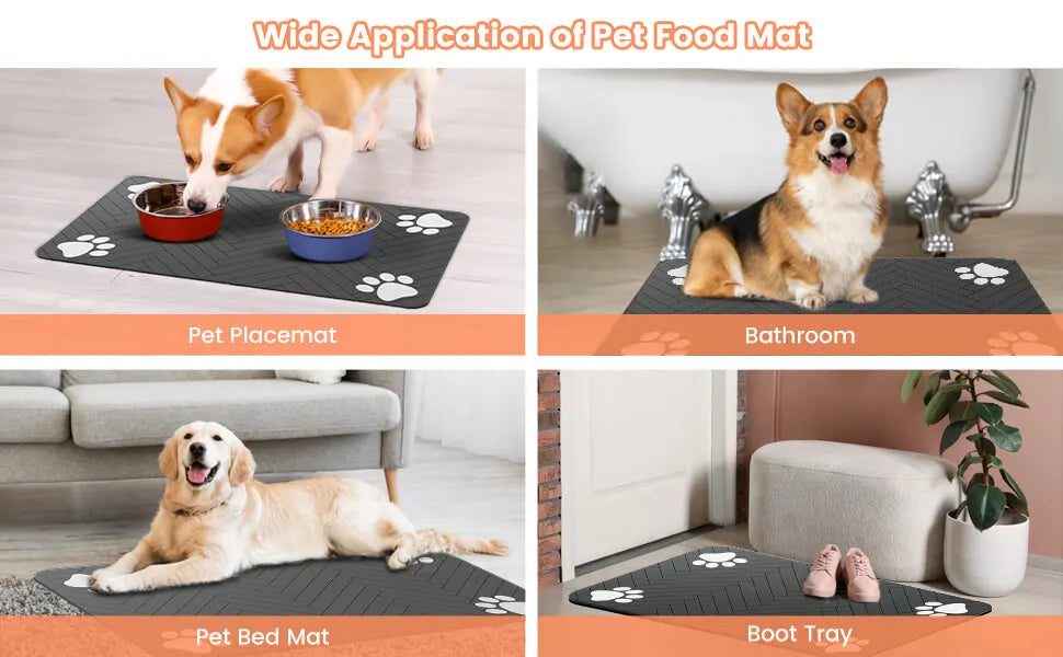 Non-Slip Waterproof Pet Feeding Mat – Large Easy-Clean Placemat for Cats & Dogs