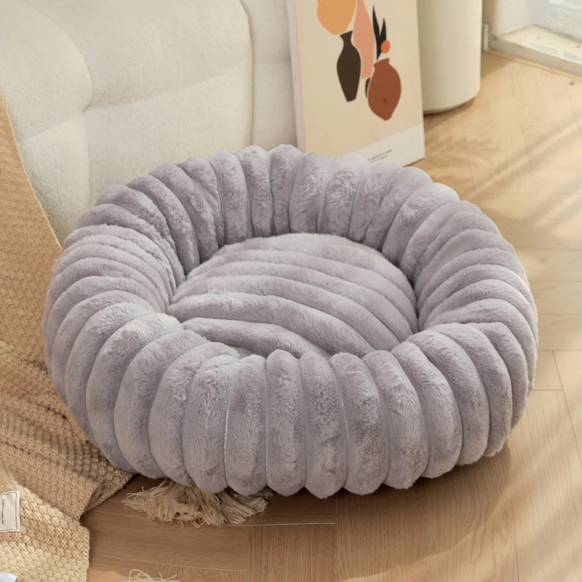 Round Pet Bed for Large Dog, Winter Warm Cat Sofa Bed Washable Large Dog Bed All Seasons Available