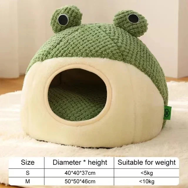 Pet Cat Bed Small Dog Bed Plush Round Cartoon Frog Mat Winter Warm Deep Sleep Comfort Soft Breathable Cat Dog House Pet Supplies