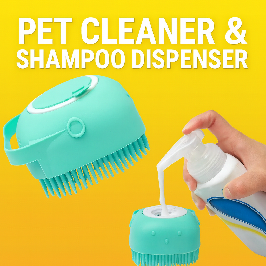 2-in-1 Pet Bath & Massage Brush — Silicone Scrubber with Built-In Shampoo Dispenser
