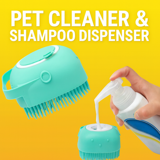 2-in-1 Pet Bath & Massage Brush — Silicone Scrubber with Built-In Shampoo Dispenser