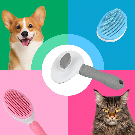 One-Click Self-Cleaning Pet Grooming Brush – Gentle Deshedding Comb for Dogs & Cats