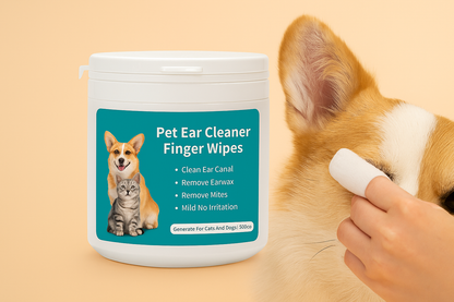 Pet Ear Cleaner Finger Wipes – Gentle Ear Cleaning for Dogs & Cats