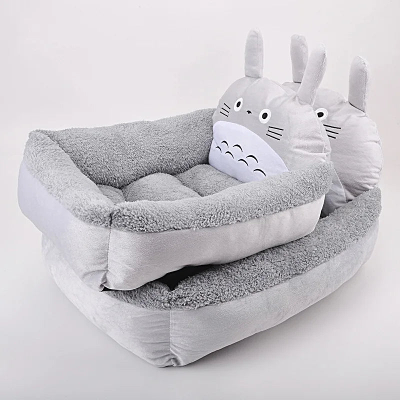 Cute Cartoon Pet Beds for Small Medium Dogs Winter Warm Puppy Cat Sofa Bed Washable Chihuahua Bulldog Kennel Mascotas Supplies