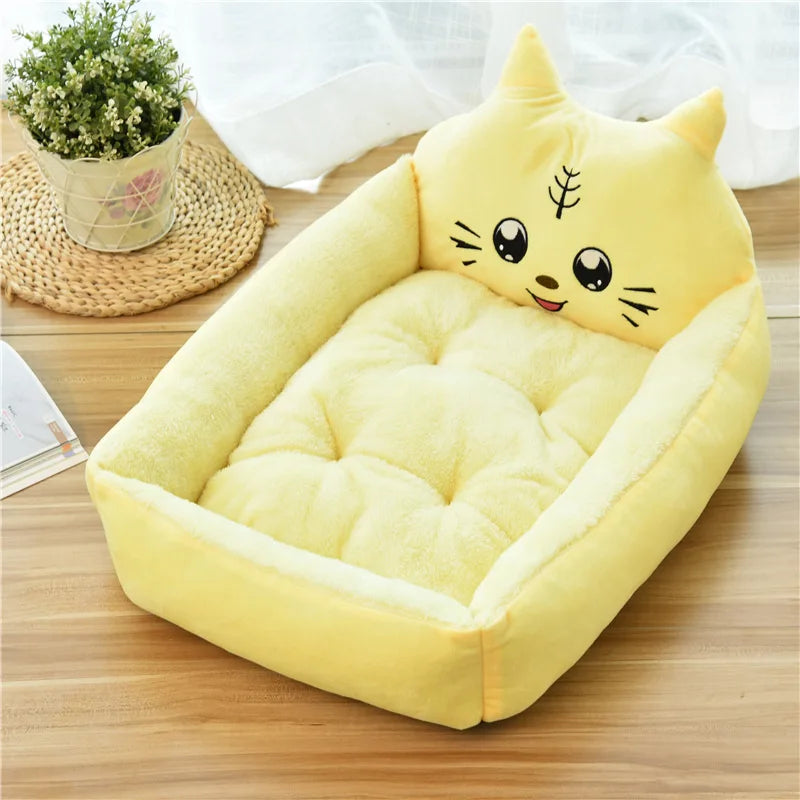 Cute Cartoon Pet Beds for Small Medium Dogs Winter Warm Puppy Cat Sofa Bed Washable Chihuahua Bulldog Kennel Mascotas Supplies