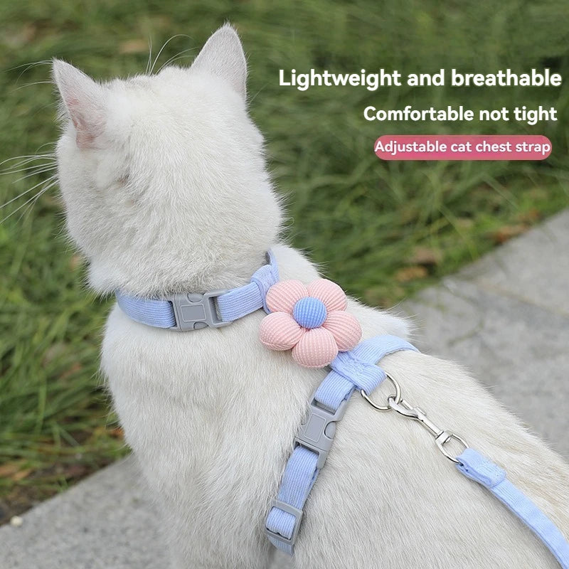 Cat Harness and Leash Sets Adjustable Dog Harness for Small Dog Leash Breashable Pet Harness Out Walking Dog Strap