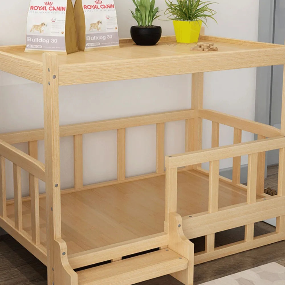 Solid Wood Dog Kennel Pets Bed Smooth Polished Teddy Dog Nest Golden Retriever Detachable Pet Bed Solid Wood Material Cat House