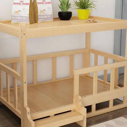 Solid Wood Dog Kennel Pets Bed Smooth Polished Teddy Dog Nest Golden Retriever Detachable Pet Bed Solid Wood Material Cat House
