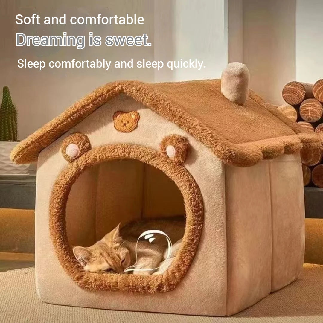 Indoor Warm Dog House Soft Pet Bed Tent House Dog Kennel Cat Bed With Removable Cushion Suitable For Small Medium Large Pets Ind
