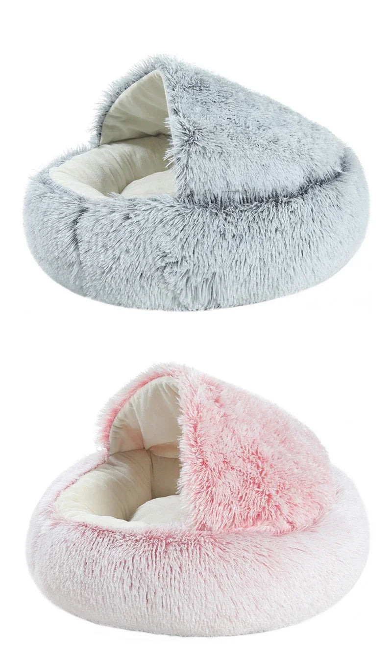 Cat Dog  Bed Pet Mattress Sleeping Warm Soft Plush Pet Bed with Cover Round  Nest Cave for Small Dogs kitten
