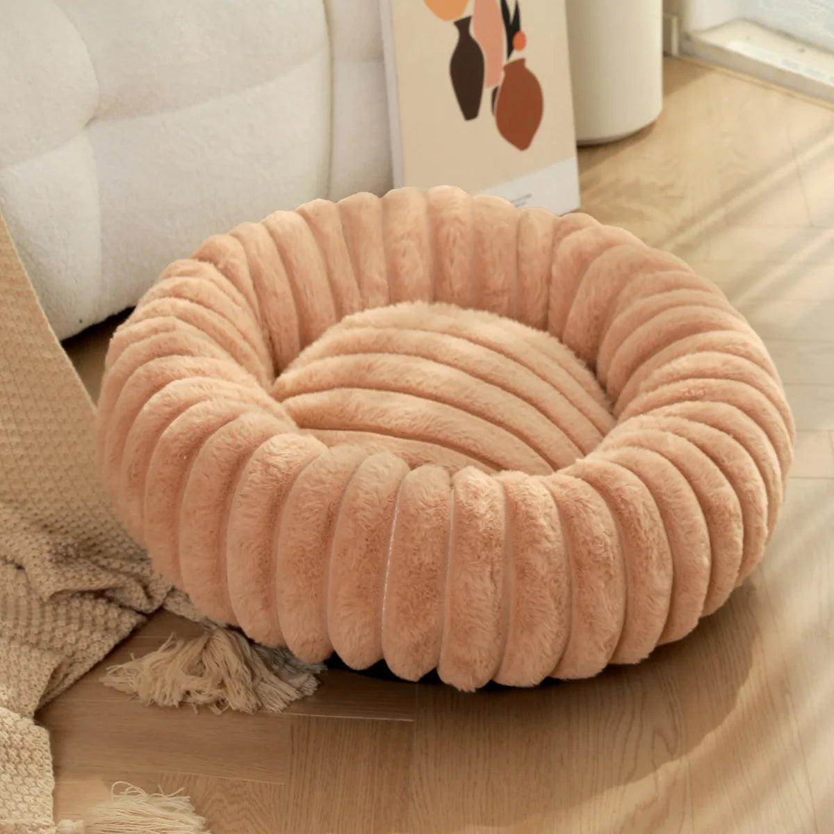Round Pet Bed for Large Dog,  Winter Warm Cat Sofa Bed Washable Large Dog Bed All Seasons Available