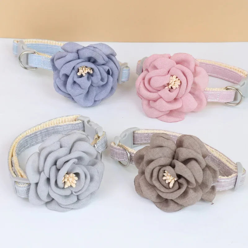 Pet Collar Cute Bow Durable Cat Collars Adjustable Kitten Necklace Tie Cat Puppy Collar Flower Safety Button Pet Gift Supplies