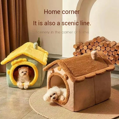 Indoor Warm Dog House Soft Pet Bed Tent House Dog Kennel Cat Bed With Removable Cushion Suitable For Small Medium Large Pets Ind