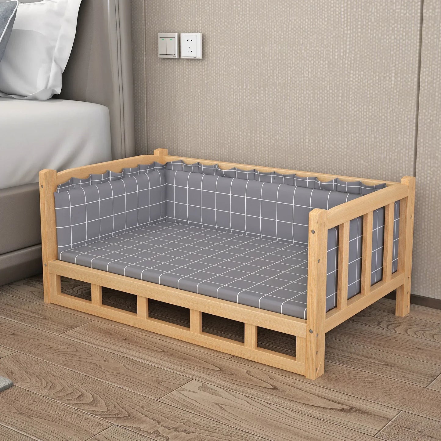Solid Wood Dog Kennel Pets Bed Smooth Polished Teddy Dog Nest Golden Retriever Detachable Pet Bed Solid Wood Material Cat House