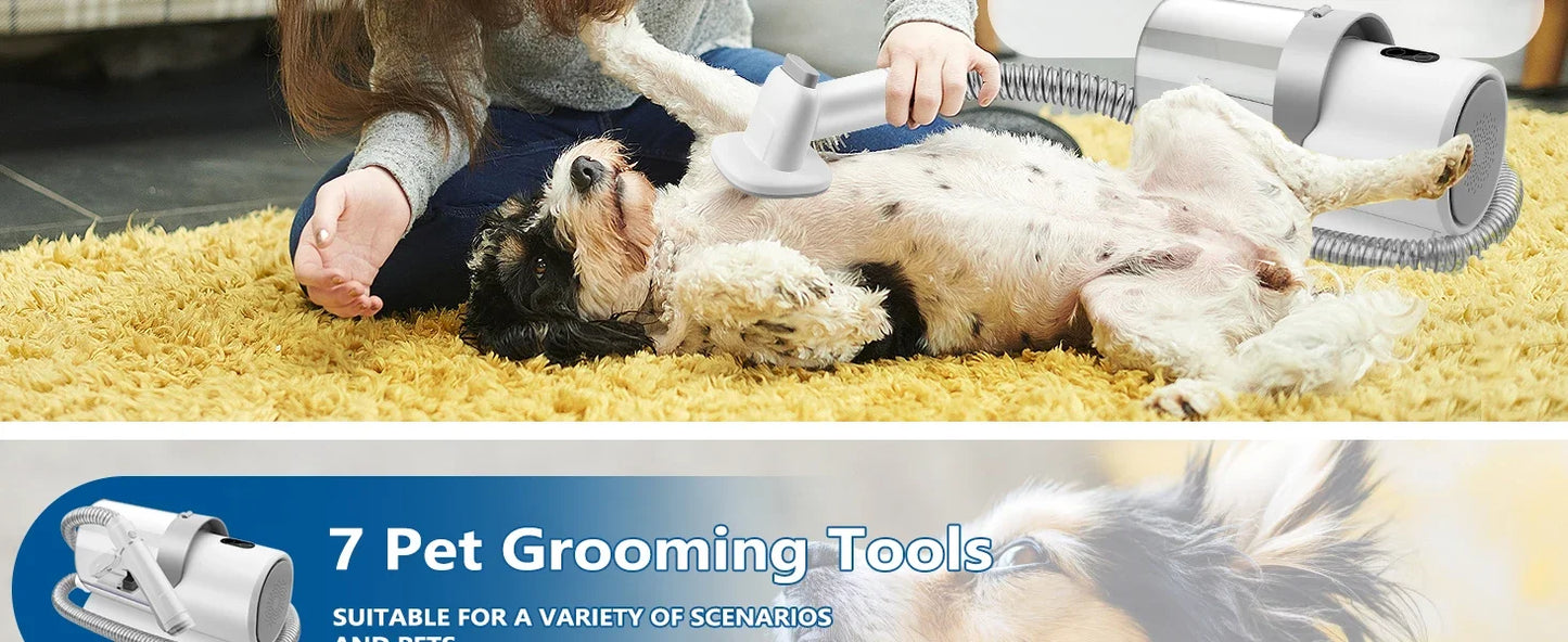 Dog Grooming Kit for Pet Include 4 Hair Clipper Combs 2.5L Vacuum Cleaner and 5 Pet Grooming Tools for Shedding
