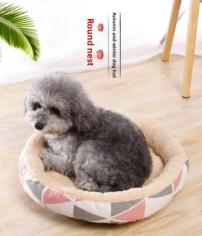 Pet Cat and Dog Bed Warm Comfortable Dog House Soft PP Cotton Nest Dog Basket Mat Kennel Dog Bed Dog Mat Pet Bed Pet Supplies