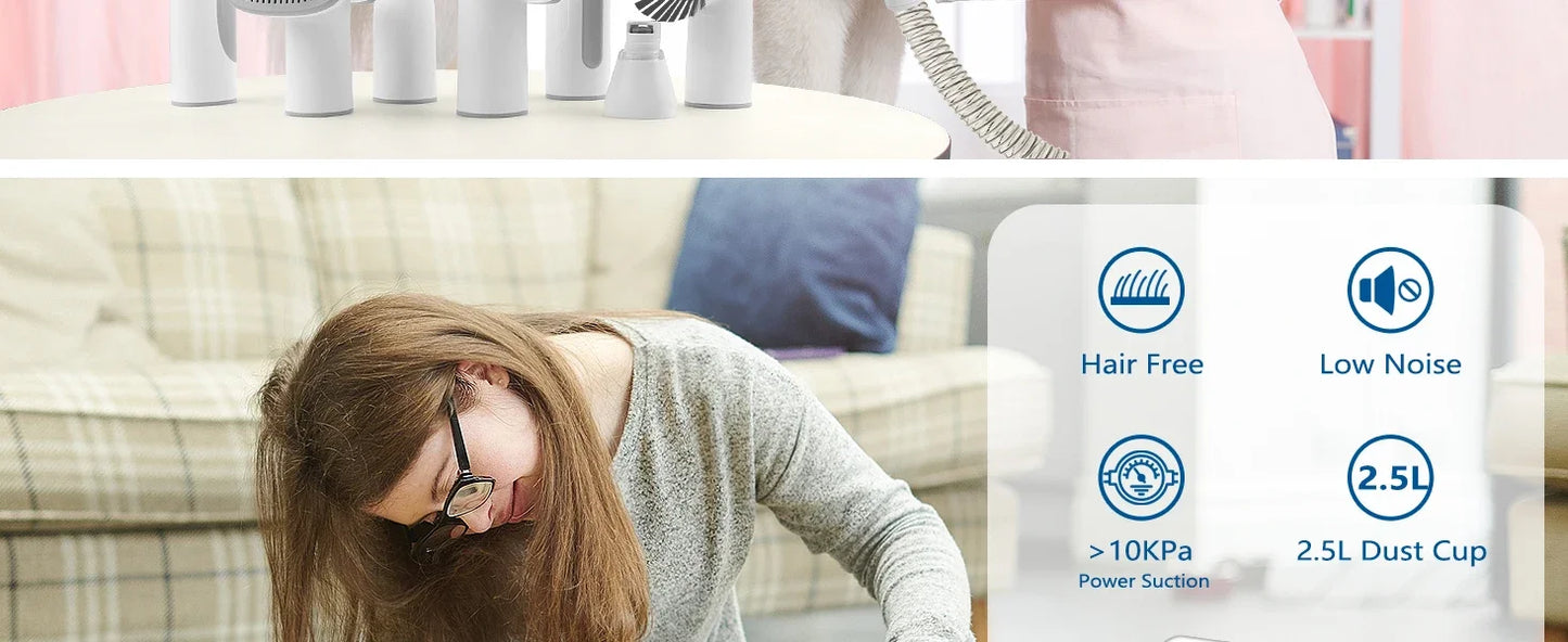 Dog Grooming Kit for Pet Include 4 Hair Clipper Combs 2.5L Vacuum Cleaner and 5 Pet Grooming Tools for Shedding