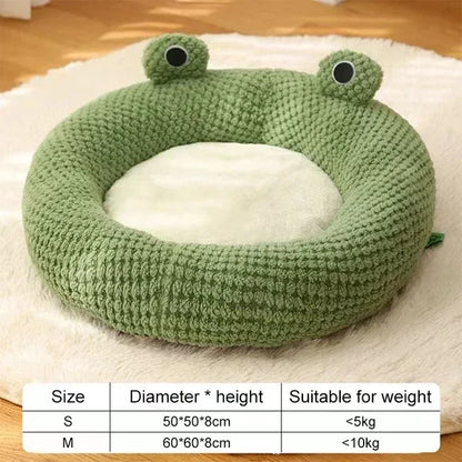 Pet Cat Bed Small Dog Bed Plush Round Cartoon Frog Mat Winter Warm Deep Sleep Comfort Soft Breathable Cat Dog House Pet Supplies