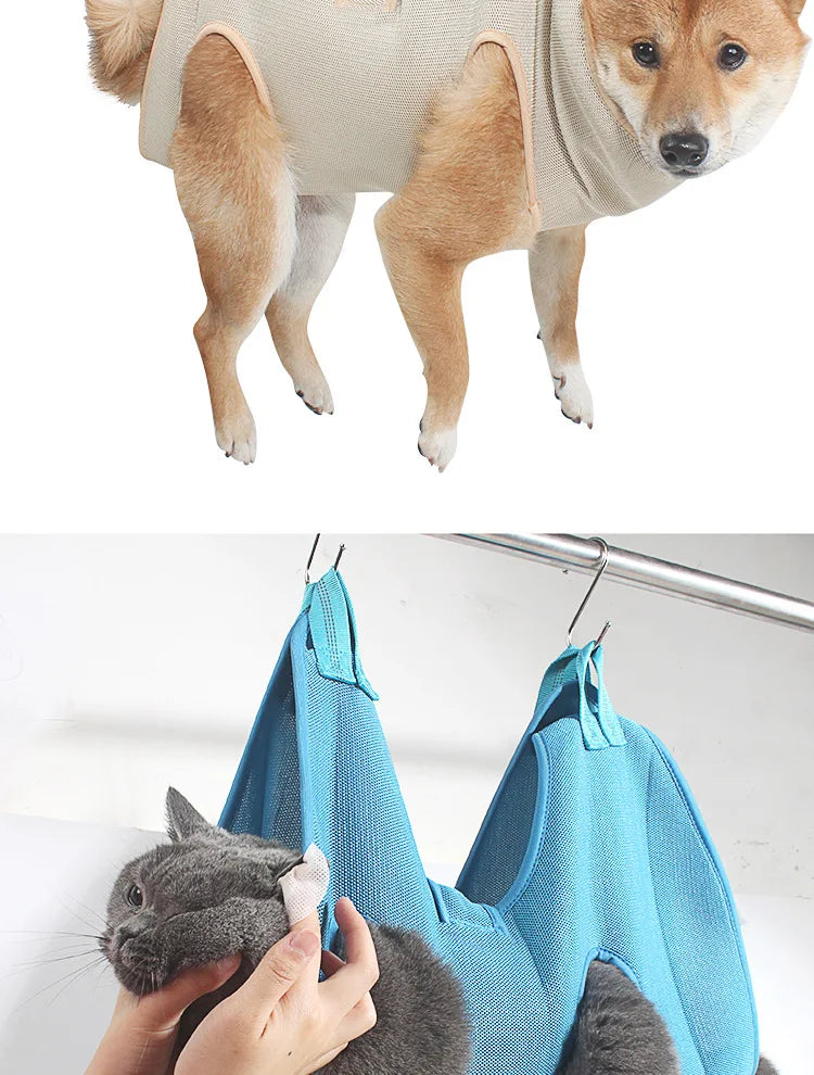 Cat Dog Grooming Nail Cutting Anti Scratch Bite Fixed Bag Bath Trimming Restraint Bag Pet Beauty Hammock Hanging Pet Supply Set