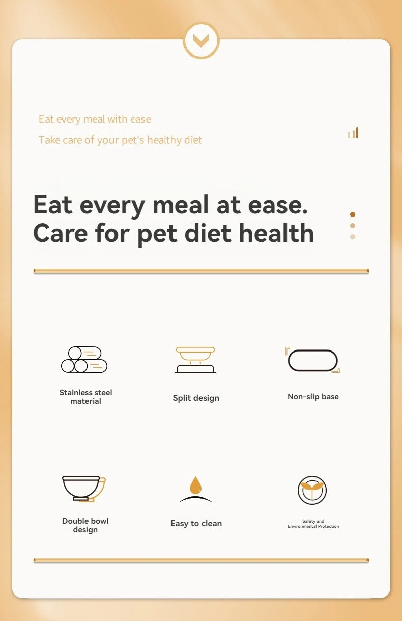 Pet Cat Food Bowl PP Base Bow-tie Bowknot Cat Feeder Stainless Steel Double Bowl Dog Food Feeding Drinking Container Pet Supplie