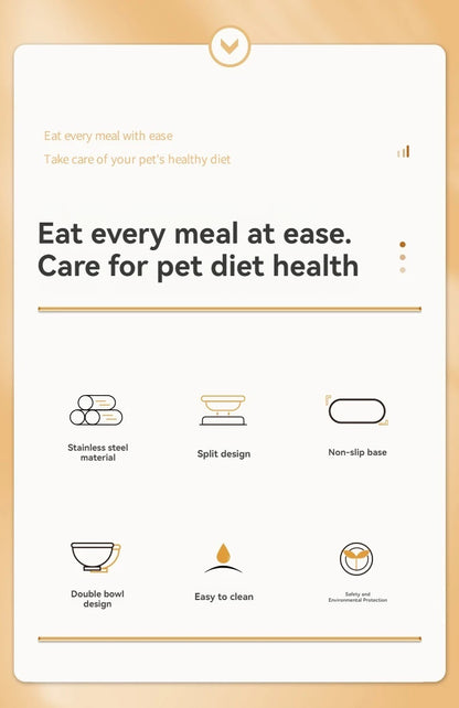 Pet Cat Food Bowl PP Base Bow-tie Bowknot Cat Feeder Stainless Steel Double Bowl Dog Food Feeding Drinking Container Pet Supplie