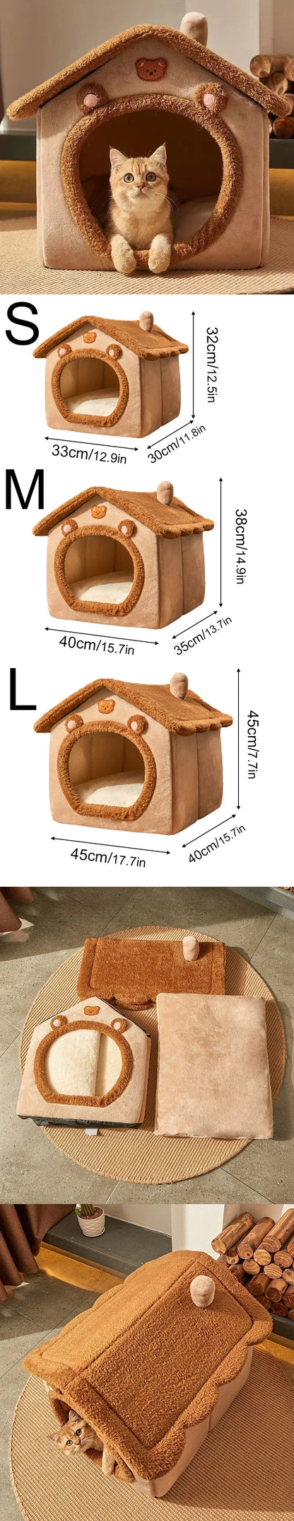 Pet Supplies Bed House Foldable Pet House Removable Washable Cat House Puppy Cave Sofa for Small Dogs and Small and Medium Cats