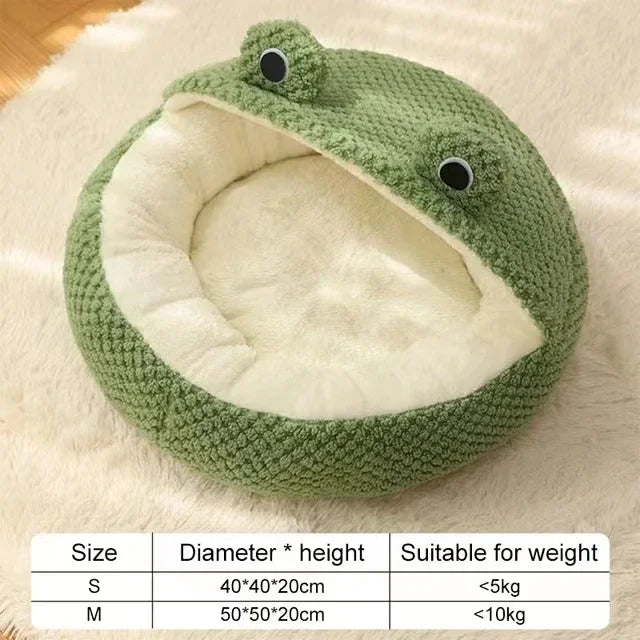 Pet Cat Bed Small Dog Bed Plush Round Cartoon Frog Mat Winter Warm Deep Sleep Comfort Soft Breathable Cat Dog House Pet Supplies