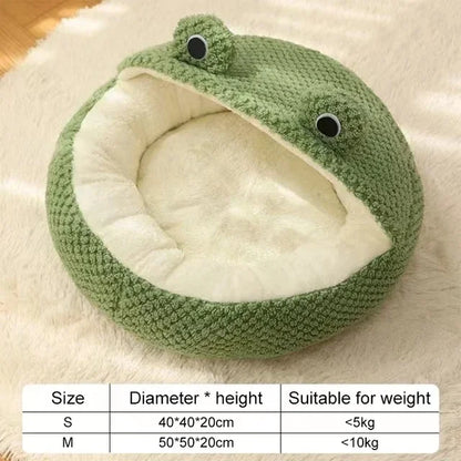 Pet Cat Bed Small Dog Bed Plush Round Cartoon Frog Mat Winter Warm Deep Sleep Comfort Soft Breathable Cat Dog House Pet Supplies