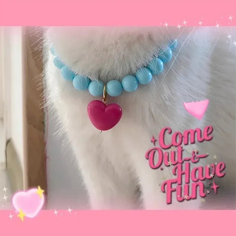 Cute Cat Collar Puppy Accessories Pet Pearl Collar Dog Princess Necklace Cat Jewelry Dog Chain Chihuahua Wedding Jewelry