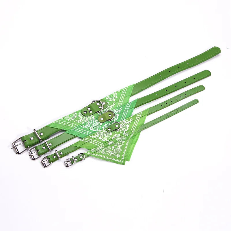 PU Cat Dog Collar with Scarf for Small Medium Dogs Chihuahua Corgi Puppy Adjustable Collars Pet Supplies accesorios para perros