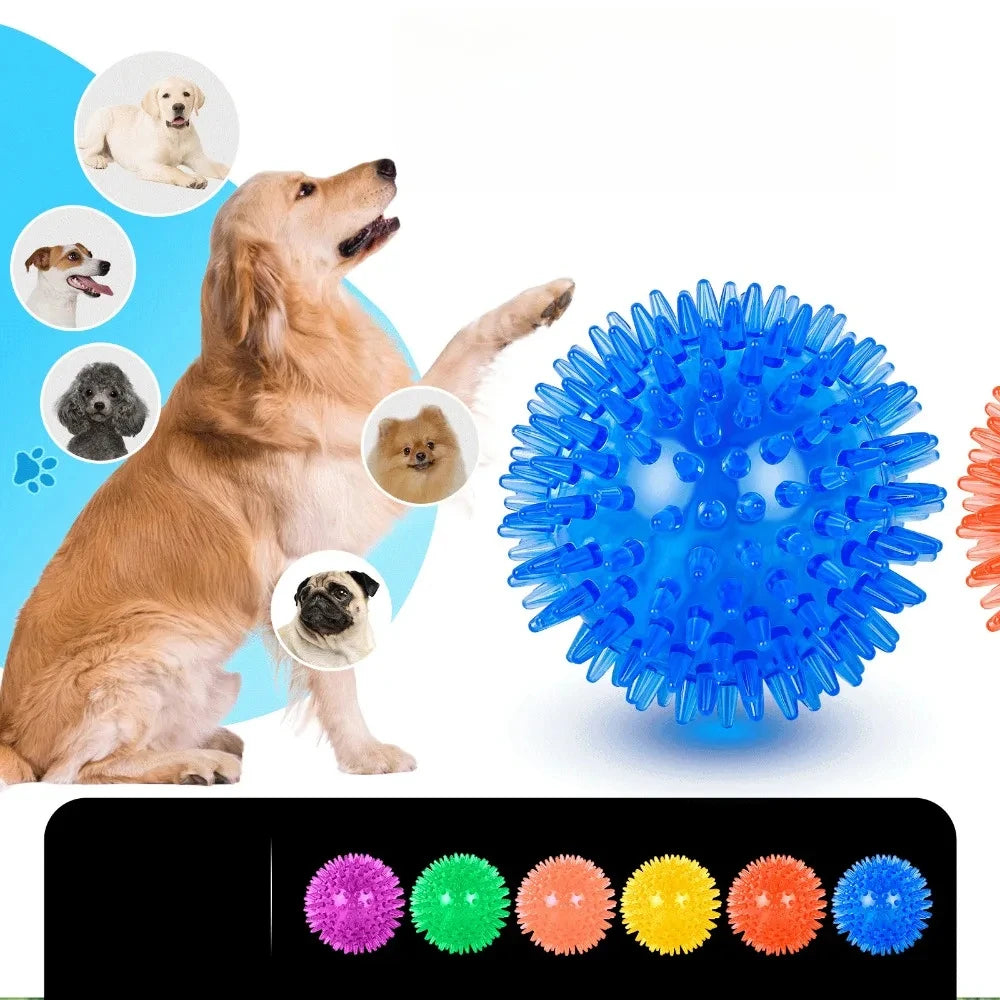 Pet Dog Toys Cat Puppy Sounding Toy Polka Squeaky Tooth Cleaning Ball TPR Training Teeth Chewing Toy Thorn Balls Pet Accessories