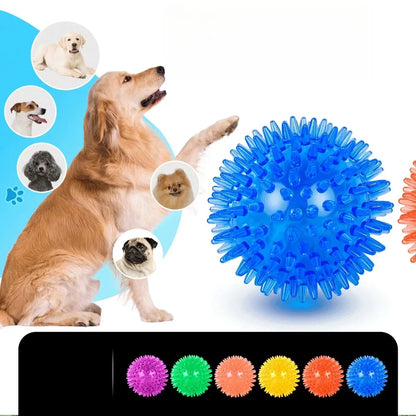 Pet Dog Toys Cat Puppy Sounding Toy Polka Squeaky Tooth Cleaning Ball TPR Training Teeth Chewing Toy Thorn Balls Pet Accessories