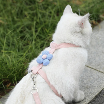 Cat Harness and Leash Sets Adjustable Dog Harness for Small Dog Leash Breashable Pet Harness Out Walking Dog Strap