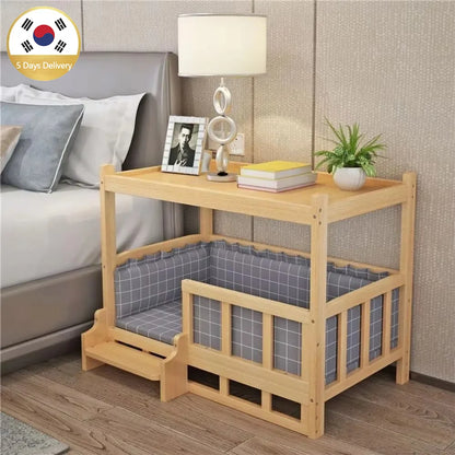 Solid Wood Dog Kennel Pets Bed Smooth Polished Teddy Dog Nest Golden Retriever Detachable Pet Bed Solid Wood Material Cat House