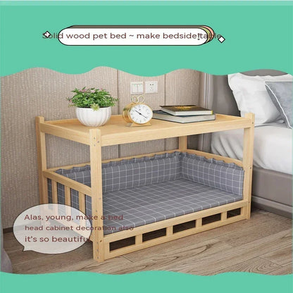Solid Wood Dog Kennel Pets Bed Smooth Polished Teddy Dog Nest Golden Retriever Detachable Pet Bed Solid Wood Material Cat House