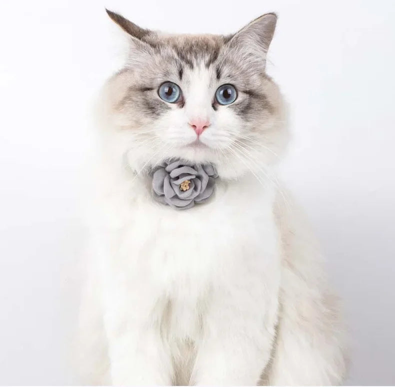 Pet Collar Cute Bow Durable Cat Collars Adjustable Kitten Necklace Tie Cat Puppy Collar Flower Safety Button Pet Gift Supplies