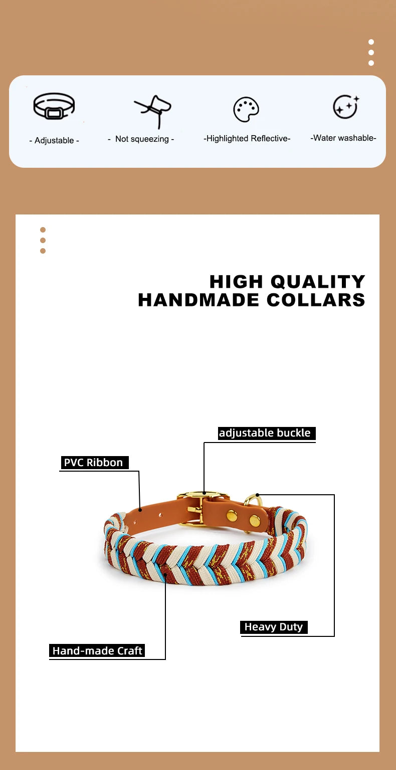 Pet Supplies Handmade Dog Collar Fashion Colorful Design Cat Neck Ring For Outdoor Walking Dog Collar High-End Adjustable Collar