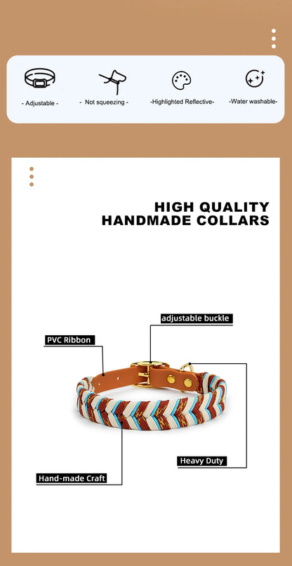 Pet Supplies Handmade Dog Collar Fashion Colorful Design Cat Neck Ring For Outdoor Walking Dog Collar High-End Adjustable Collar