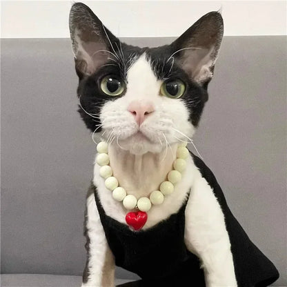 Cute Cat Collar Puppy Accessories Pet Pearl Collar Dog Princess Necklace Cat Jewelry Dog Chain Chihuahua Wedding Jewelry
