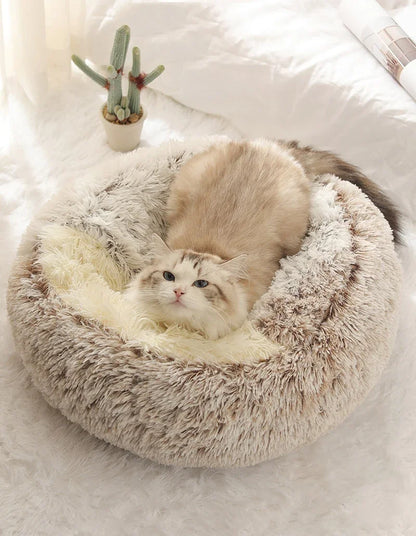 Cat Dog  Bed Pet Mattress Sleeping Warm Soft Plush Pet Bed with Cover Round  Nest Cave for Small Dogs kitten