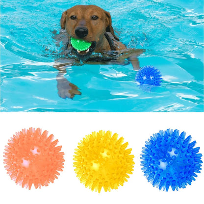 Pet Dog Toys Cat Puppy Sounding Toy Polka Squeaky Tooth Cleaning Ball TPR Training Teeth Chewing Toy Thorn Balls Pet Accessories