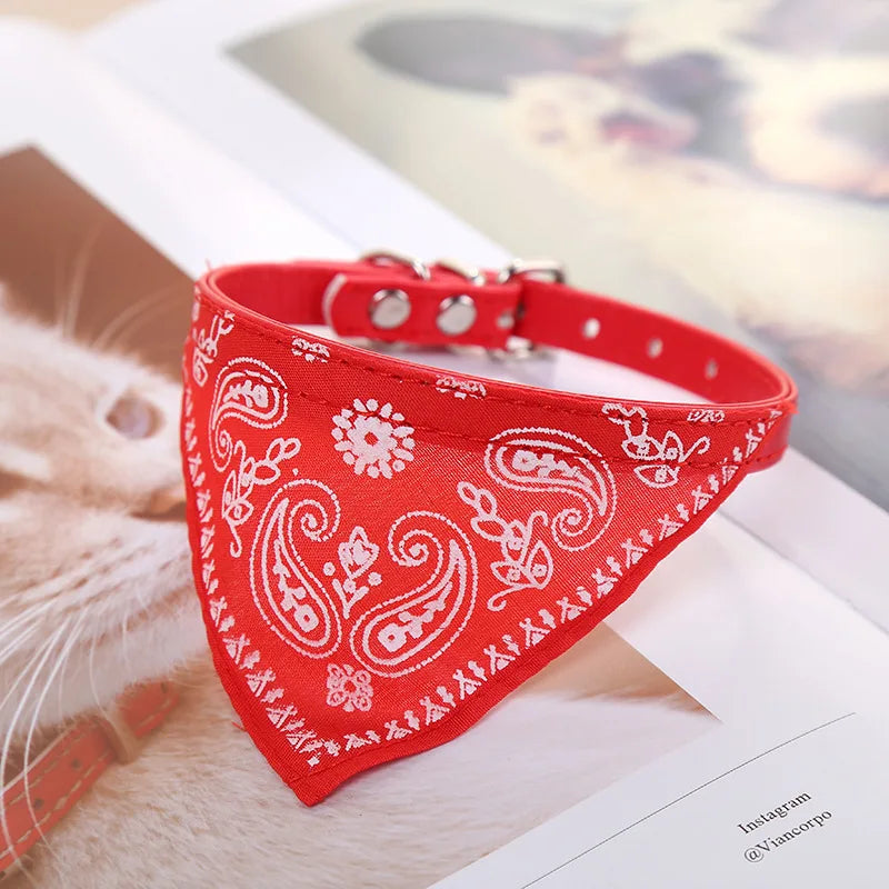 PU Cat Dog Collar with Scarf for Small Medium Dogs Chihuahua Corgi Puppy Adjustable Collars Pet Supplies accesorios para perros