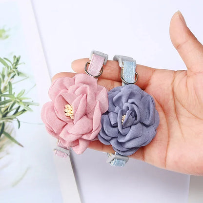 Pet Collar Cute Bow Durable Cat Collars Adjustable Kitten Necklace Tie Cat Puppy Collar Flower Safety Button Pet Gift Supplies