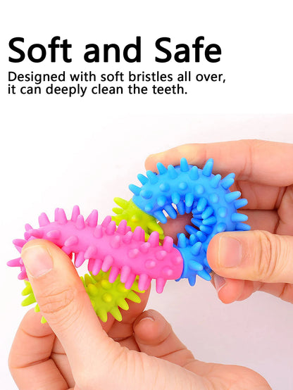 2 Pet Dog Toys: Bite-Resistant Bell Ball & Tri-Color Molar Ring, Soft Rubber for Teeth Grinding & Chewing