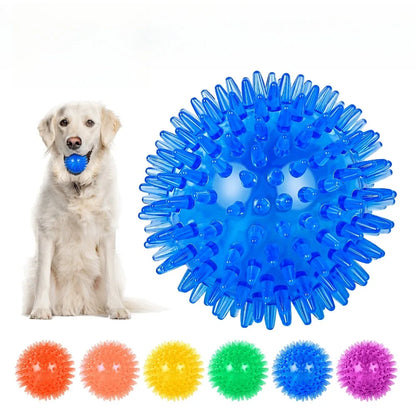 Pet Dog Toys Cat Puppy Sounding Toy Polka Squeaky Tooth Cleaning Ball TPR Training Teeth Chewing Toy Thorn Balls Pet Accessories