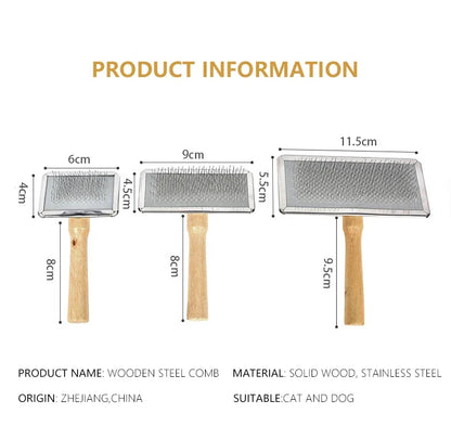 Pet Cat and Dog Grooming Supplies: Hair Remover Brush, Wood Combs, Flea Comb for Shedding