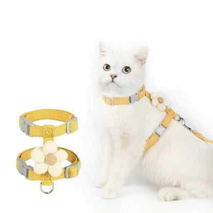 Cat Harness and Leash Sets Adjustable Dog Harness for Small Dog Leash Breashable Pet Harness Out Walking Dog Strap