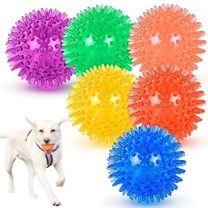 Pet Dog Toys Cat Puppy Sounding Toy Polka Squeaky Tooth Cleaning Ball TPR Training Teeth Chewing Toy Thorn Balls Pet Accessories