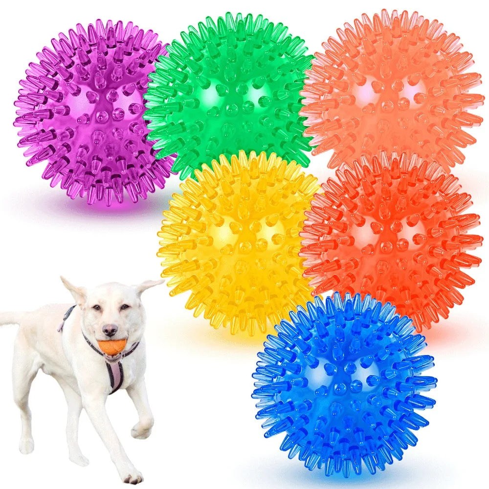 Pet Dog Toys Cat Puppy Sounding Toy Polka Squeaky Tooth Cleaning Ball TPR Training Teeth Chewing Toy Thorn Balls Pet Accessories