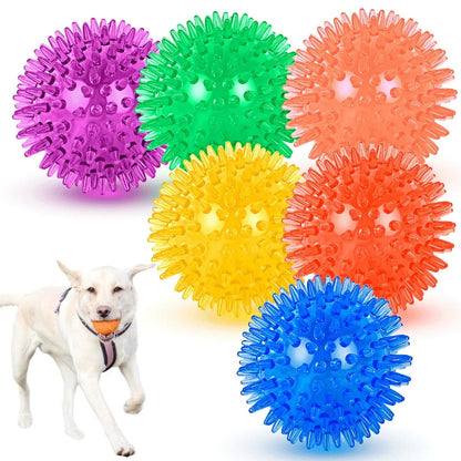 Pet Dog Toys Cat Puppy Sounding Toy Polka Squeaky Tooth Cleaning Ball TPR Training Teeth Chewing Toy Thorn Balls Pet Accessories